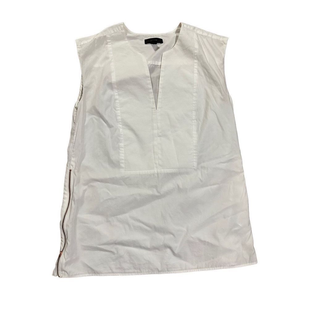 J. Crew Solid white sleeveless blouse sz 00 comfort flowy side‎ zip